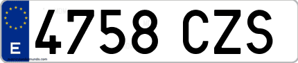 Ejemplo de matrícula de coche ordinaria 4758 CZS