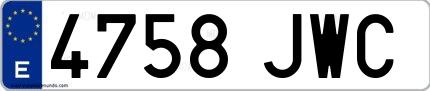 Ejemplo de matrícula española 4758 JWC