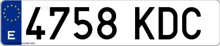Ejemplo de matrícula española 4758 KDC
