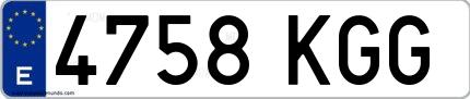 Ejemplo de matrícula española 4758 KGG