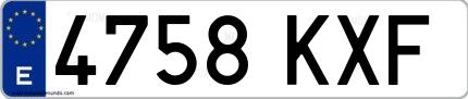 Ejemplo de matrícula española 4758 KXF