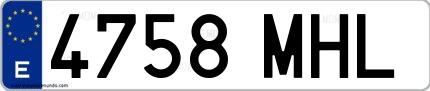 Ejemplo de matrícula española 4758 MHL