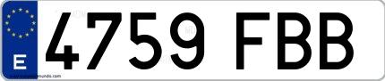 Ejemplo de matrícula española 4759 FBB