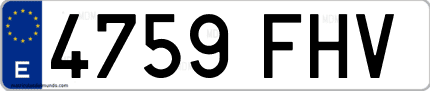 Ejemplo de matrícula de coche ordinaria 4759 FHV