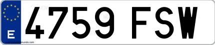 Ejemplo de matrícula española 4759 FSW