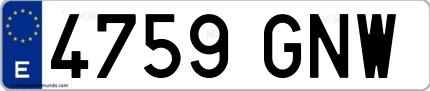 Ejemplo de matrícula española 4759 GNW