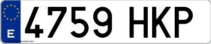 Ejemplo de matrícula española 4759 HKP