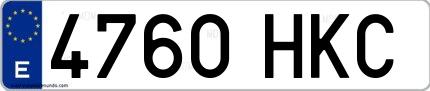 Ejemplo de matrícula española 4760 HKC