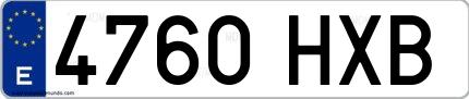 Ejemplo de matrícula de coche ordinaria 4760 HXB
