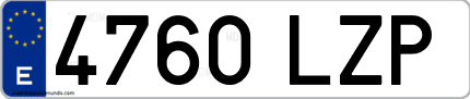 Ejemplo de matrícula de coche ordinaria 4760 LZP