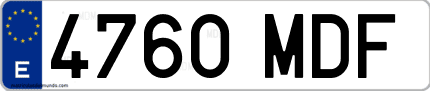 Ejemplo de matrícula de coche ordinaria 4760 MDF