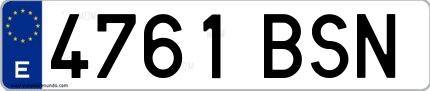 Ejemplo de matrícula española 4761 BSN