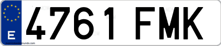 Ejemplo de matrícula de coche ordinaria 4761 FMK
