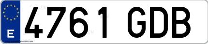Ejemplo de matrícula de coche ordinaria 4761 GDB