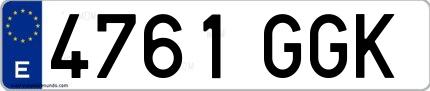 Ejemplo de matrícula española 4761 GGK
