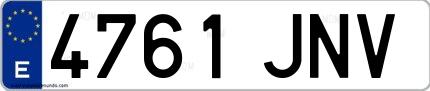 Ejemplo de matrícula española 4761 JNV