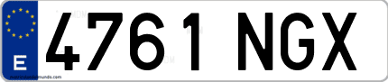 Ejemplo de matrícula de coche ordinaria 4761 NGX