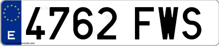 Ejemplo de matrícula de coche ordinaria 4762 FWS