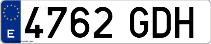 Ejemplo de matrícula de coche ordinaria 4762 GDH