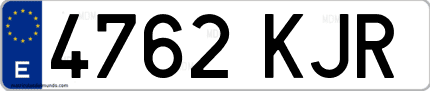 Ejemplo de matrícula de coche ordinaria 4762 KJR