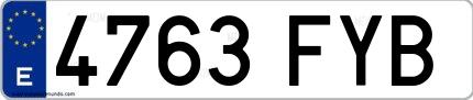 Ejemplo de matrícula española 4763 FYB
