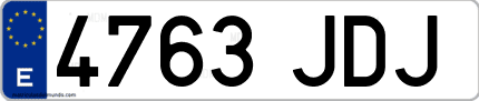 Ejemplo de matrícula de coche ordinaria 4763 JDJ