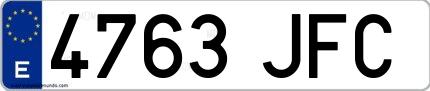 Ejemplo de matrícula española 4763 JFC
