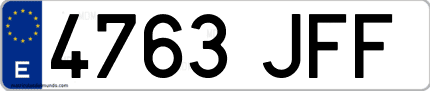 Ejemplo de matrícula de coche ordinaria 4763 JFF