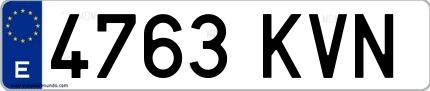 Ejemplo de matrícula española 4763 KVN