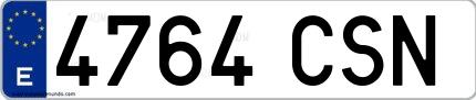 Ejemplo de matrícula española 4764 CSN