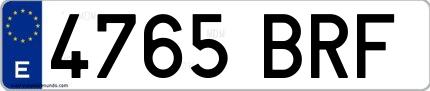 Ejemplo de matrícula española 4765 BRF