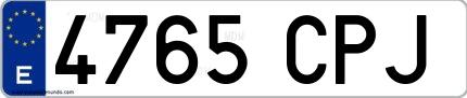 Ejemplo de matrícula española 4765 CPJ