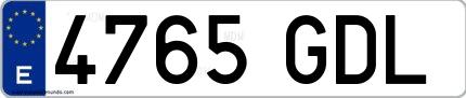 Ejemplo de matrícula española 4765 GDL