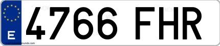 Ejemplo de matrícula española 4766 FHR