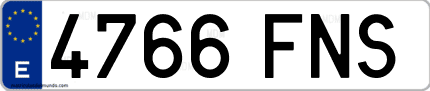 Ejemplo de matrícula de coche ordinaria 4766 FNS