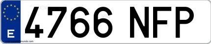Ejemplo de matrícula española 4766 NFP