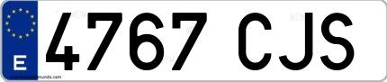 Ejemplo de matrícula de coche ordinaria 4767 CJS