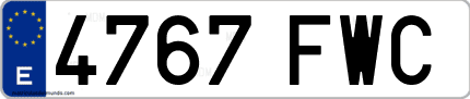 Ejemplo de matrícula de coche ordinaria 4767 FWC