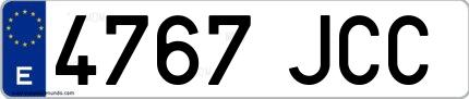 Ejemplo de matrícula española 4767 JCC