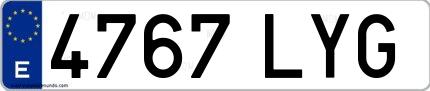 Ejemplo de matrícula española 4767 LYG