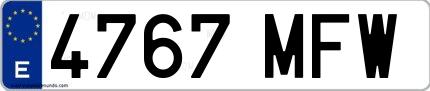 Ejemplo de matrícula española 4767 MFW