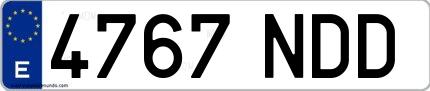 Ejemplo de matrícula española 4767 NDD