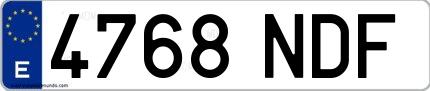 Ejemplo de matrícula española 4768 NDF