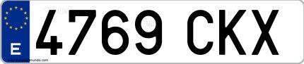 Ejemplo de matrícula española 4769 CKX