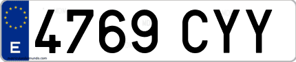 Ejemplo de matrícula de coche ordinaria 4769 CYY