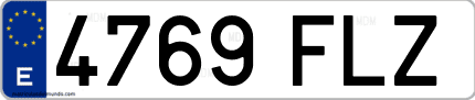 Ejemplo de matrícula de coche ordinaria 4769 FLZ