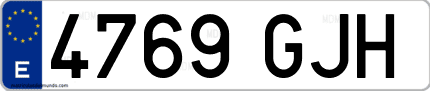 Ejemplo de matrícula de coche ordinaria 4769 GJH