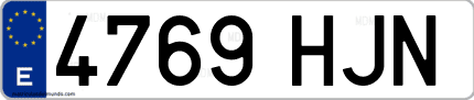 Ejemplo de matrícula de coche ordinaria 4769 HJN