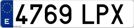 Ejemplo de matrícula española 4769 LPX