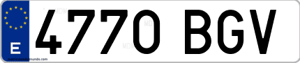 Ejemplo de matrícula de coche ordinaria 4770 BGV